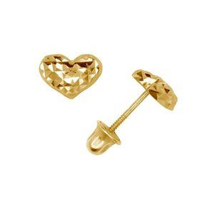 14k Solid Gold Love 6.5x5mm Heart Screw Back Stud Earrings